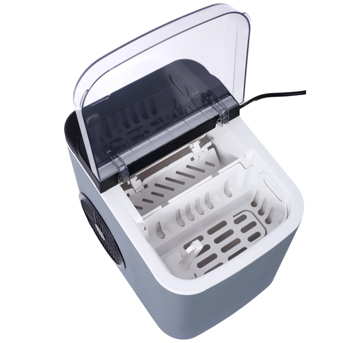 Portable Ice Maker with Self-Cleaning and Quick Ice Production - White