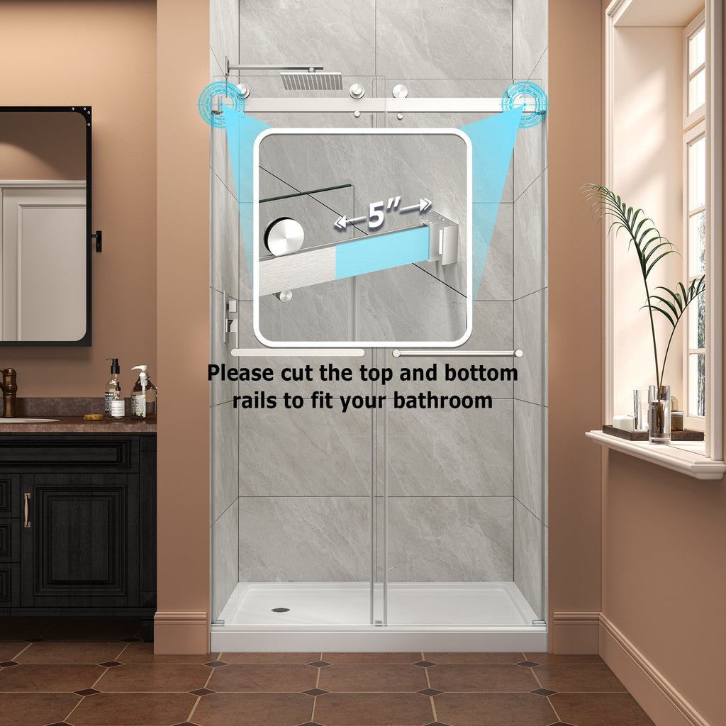 Brushed Nickel Double Bypass Sliding Shower Door