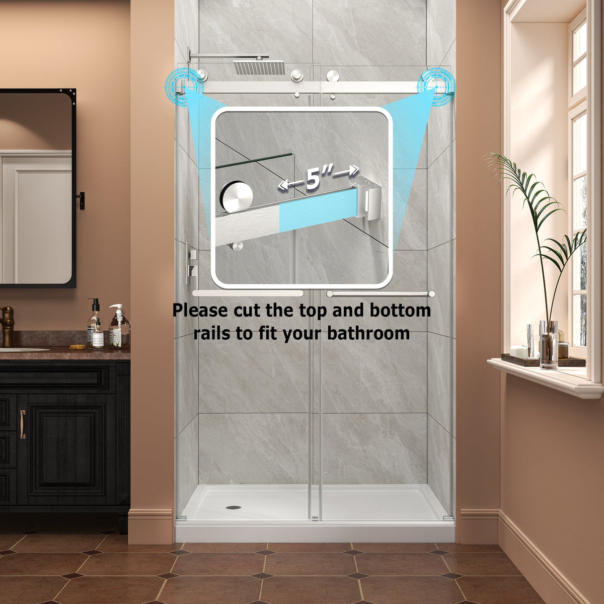 Brushed Nickel Double Bypass Sliding Shower Door