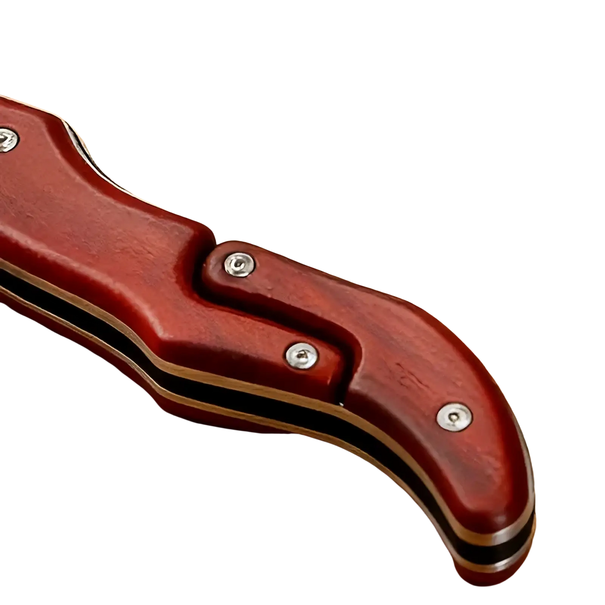 Damascus Steel Folding Kitchen Knife with Leather Bag