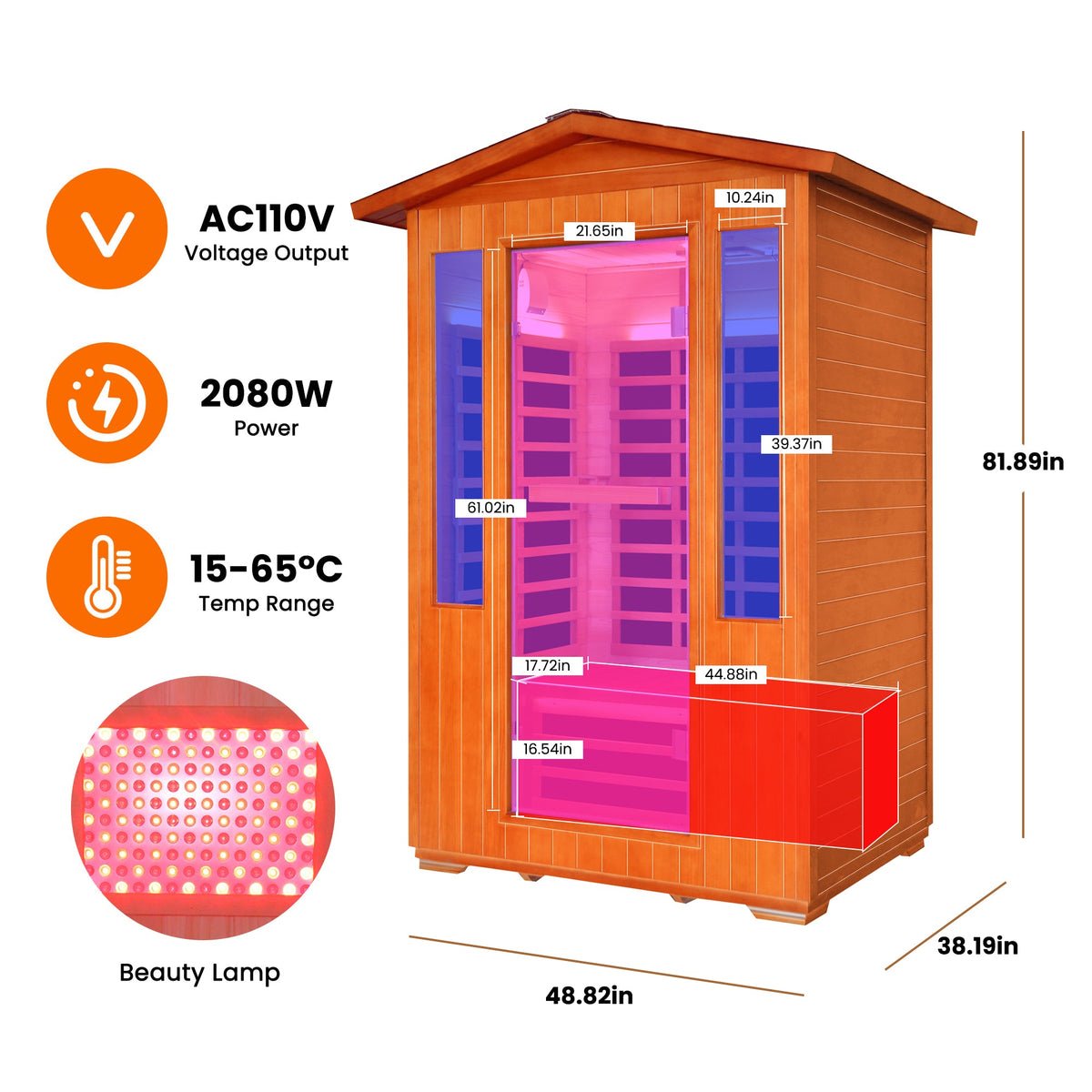 HOSAUNA Outdoor Sauna Room for 2