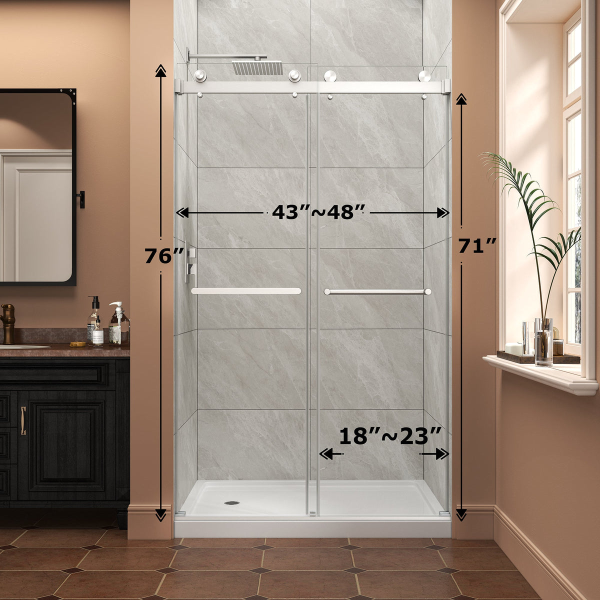 Brushed Nickel Double Bypass Sliding Shower Door
