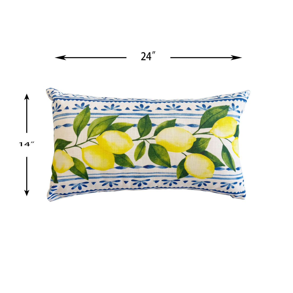 Summer Fresh Lemon Lumbar Outdoor Pillow with Weather-Resistant Fabric - Multi