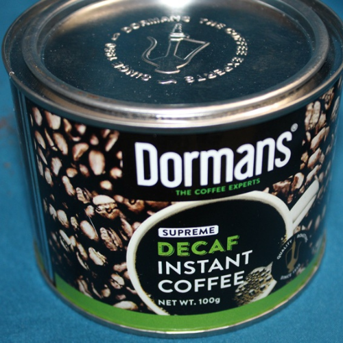 Dormans Supreme Decaf Instant Coffee 100g angled can view 