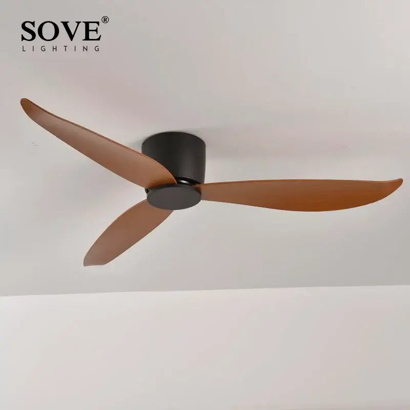 Modern white dc ceiling fan with remote control bedroom light wood