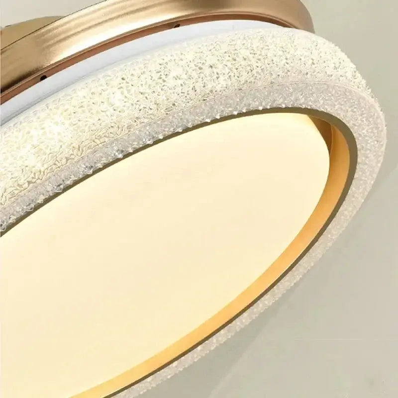 Gold crystal retractable ceiling fan light bedroom led fan light
