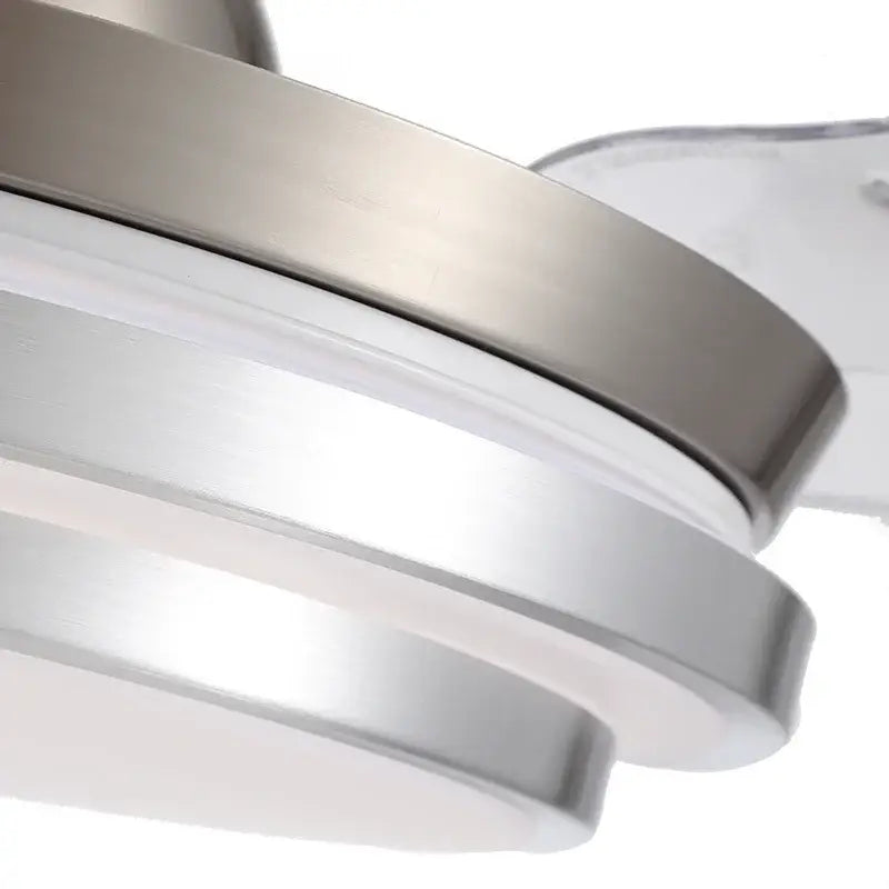 Modern brushed stainless led ceiling fan bedroom retractable blades