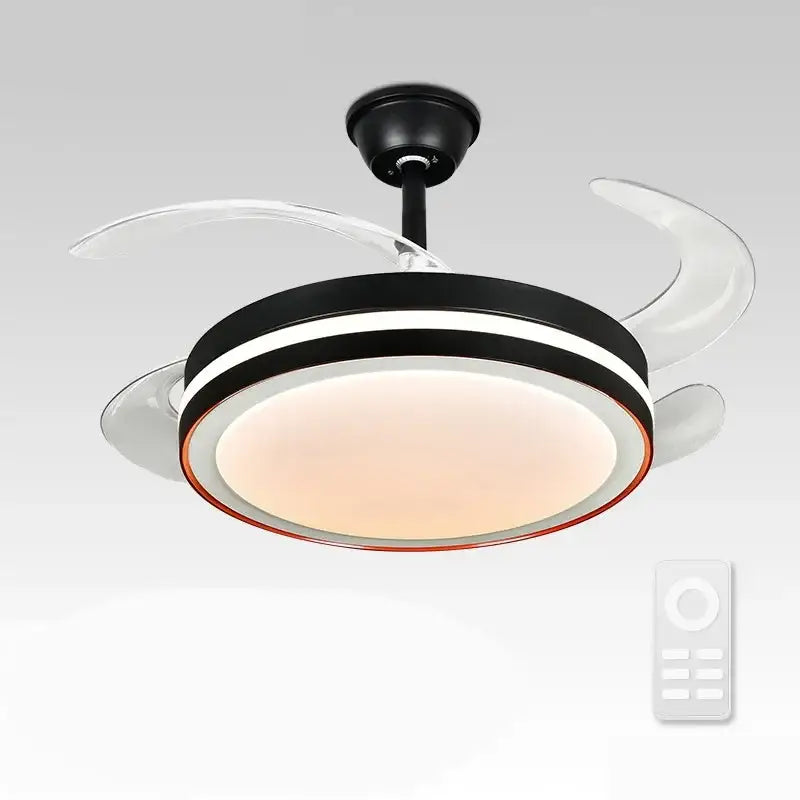Modern black & white ceiling fan with led light and remote control