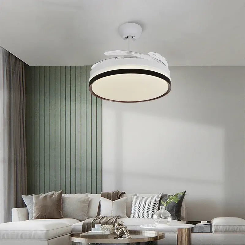 Modern black & white ceiling fan with led light and remote control