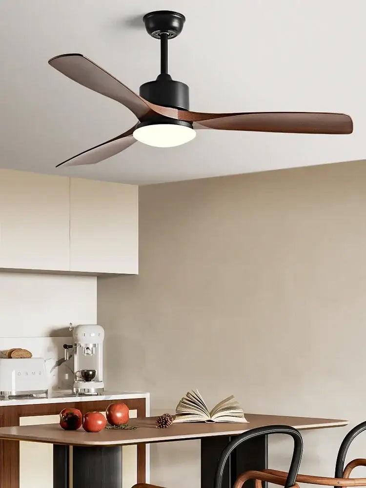 Modern dark bronze ceiling fan with led light bedroom remote control