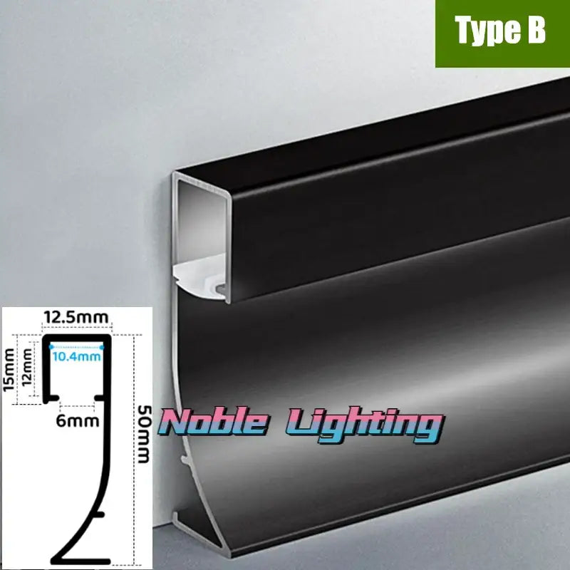 Modern black led aluminium profile – living room baseboard lighting