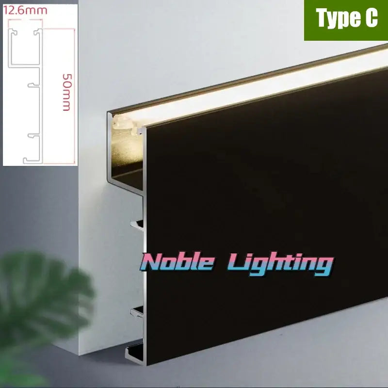 Modern black led aluminium profile – living room baseboard lighting