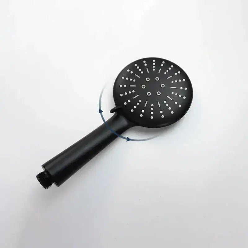 Modern matte black rain shower head with handheld hose – bathroom