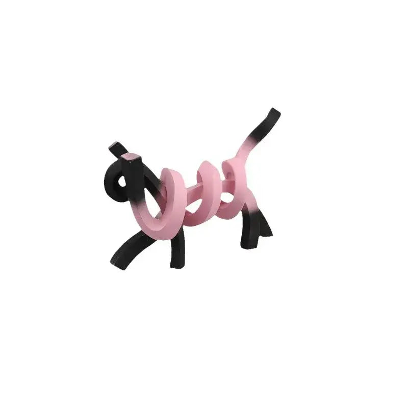 Pink & black decorbites abstract cat sculpture bedroom art
