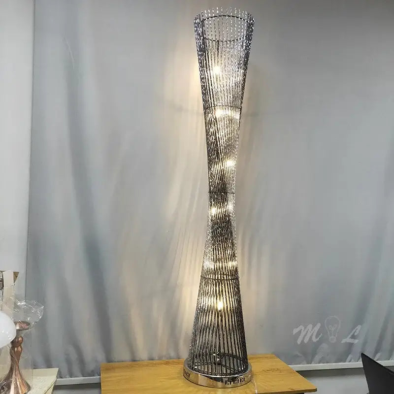 Modern silver aluminum tower floor lamp living room led light