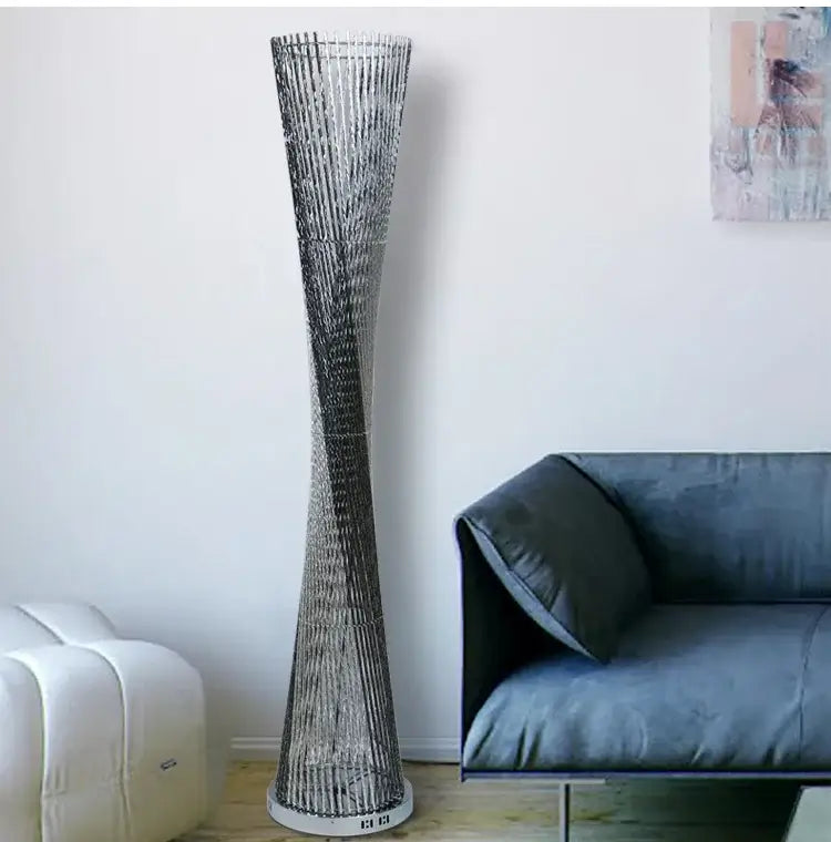 Modern silver aluminum tower floor lamp living room led light
