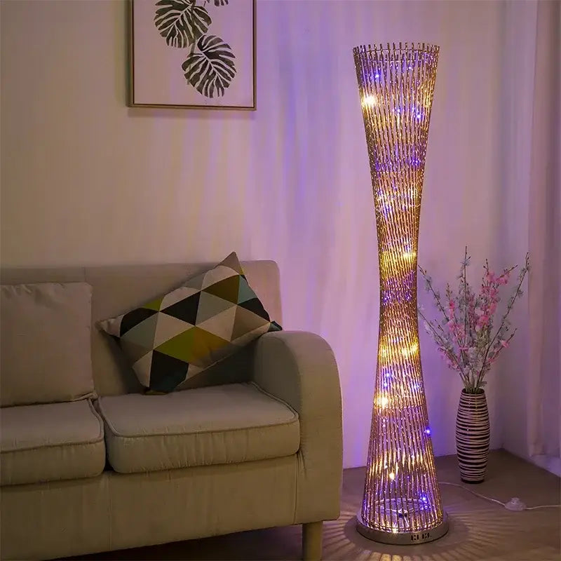 Modern silver aluminum tower floor lamp living room led light