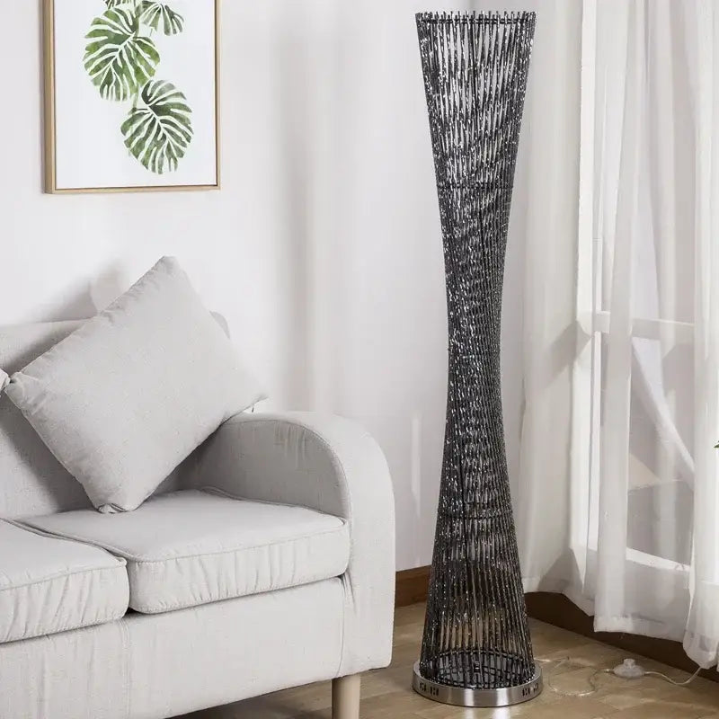 Modern silver aluminum tower floor lamp living room led light