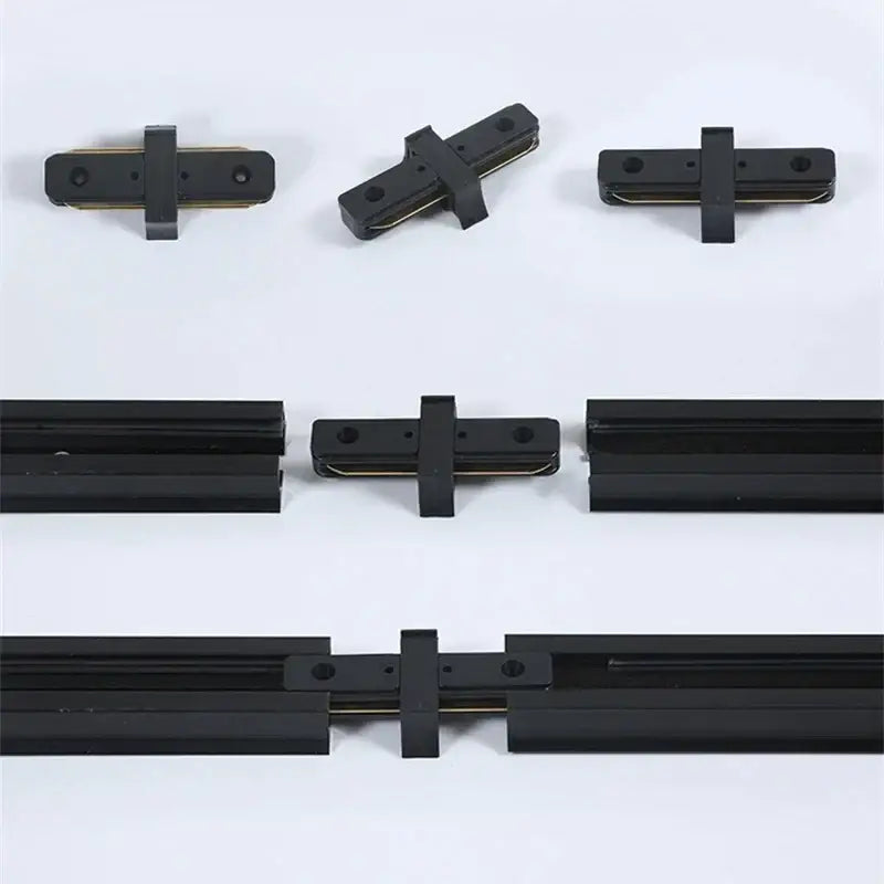 Modern black & white aluminum track rail lighting – living room system