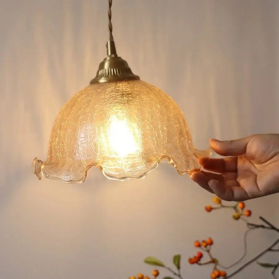 Antique brass and amber glass led wall sconce for bedroom