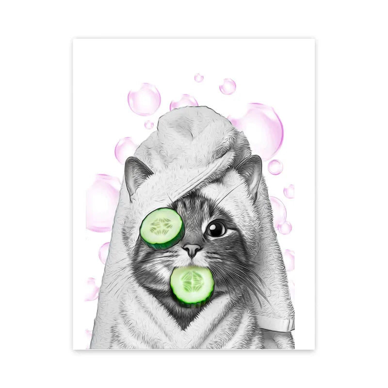 Giraffe with floral hat animals bathroom wall art poster