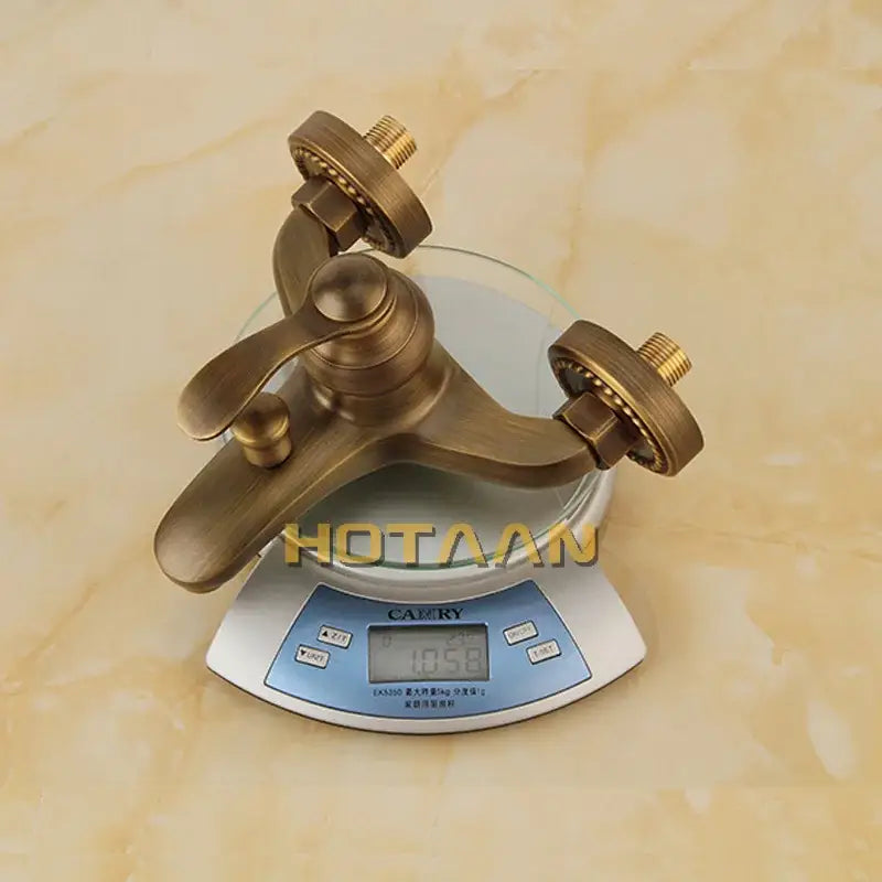 Antique brass hand held shower head kit bathroom ornate faucet