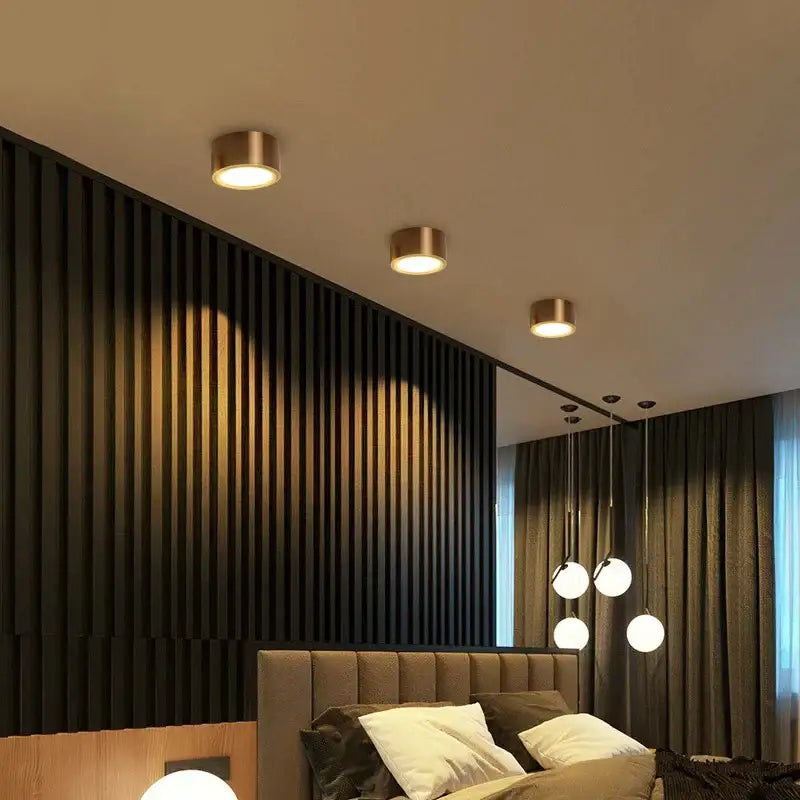 Antique gold led ceiling downlights living room retro brass lighting