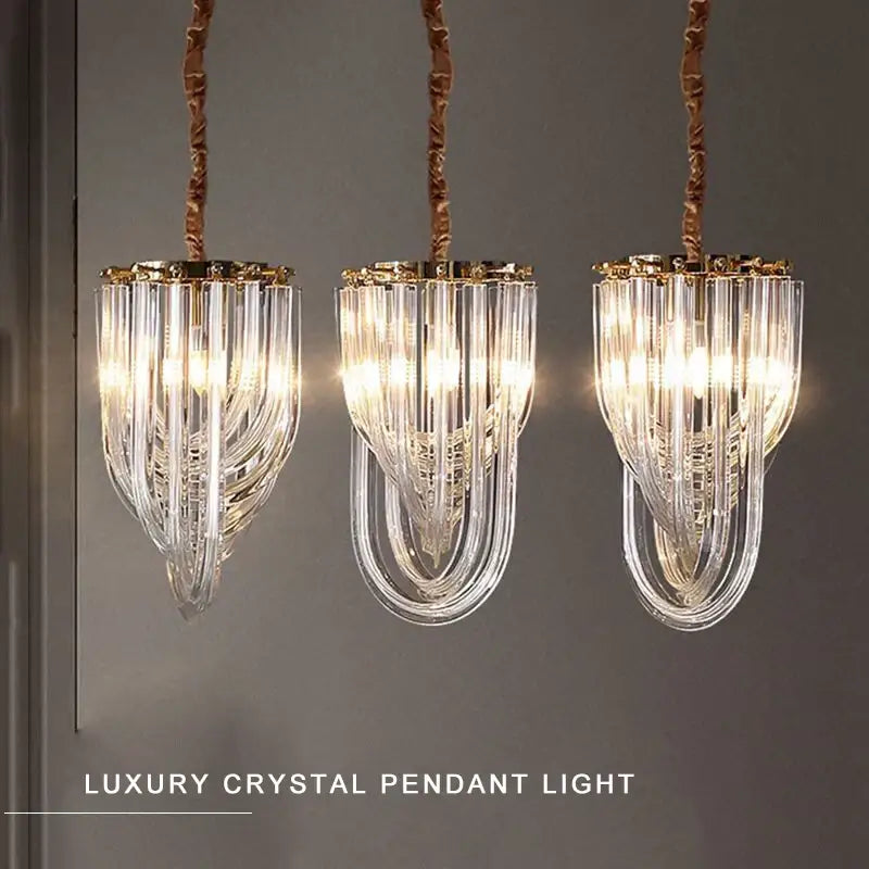 Luxury black gold crystal glass pendant lights for dining room