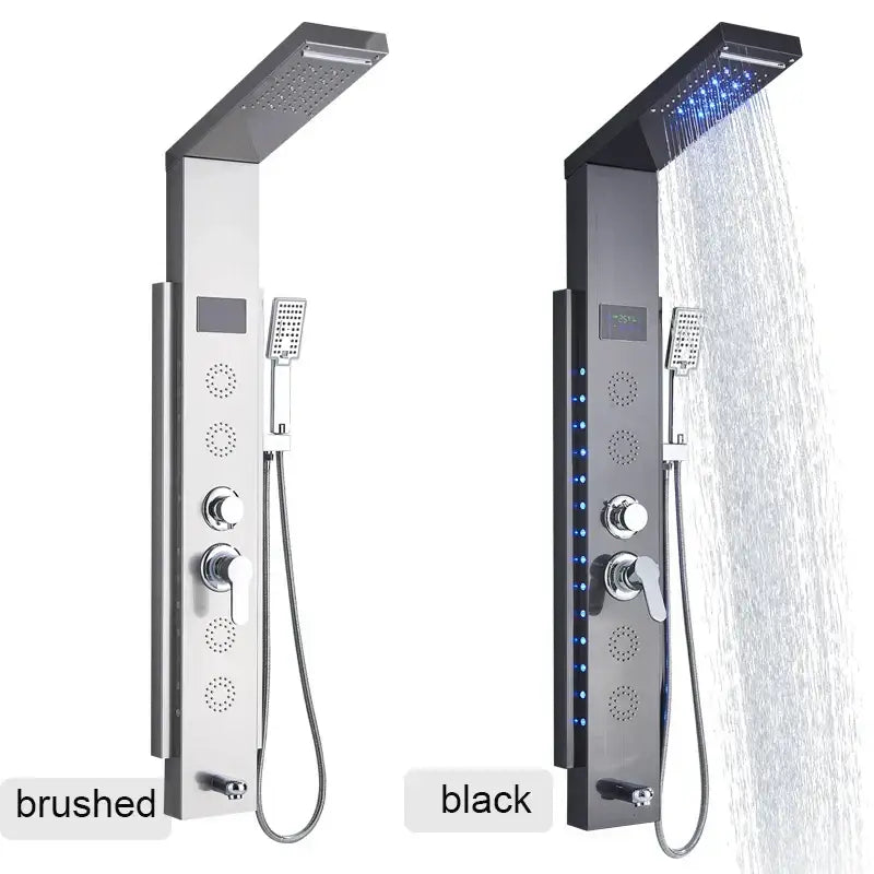 Decorbites black led shower panel bathroom faucet with blue light