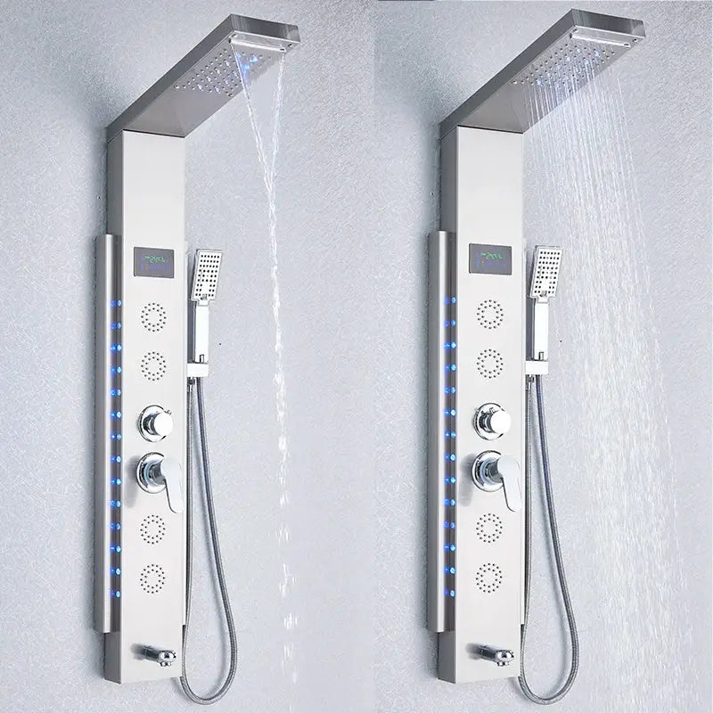Modern black led shower panel bathroom faucet with 5 functions