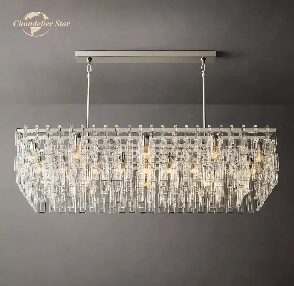 Modern black marignan crystal rectangular chandelier dining room