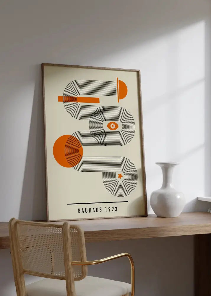 Bauhaus blue bright geometric canvas print living room wall decor