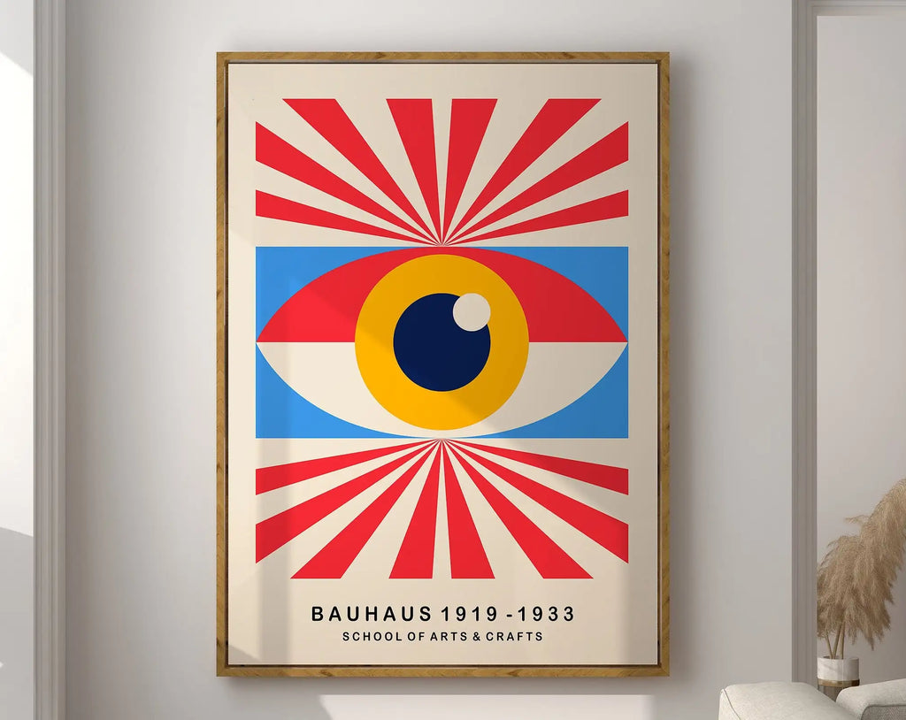 Bauhaus black & orange bright geometric canvas – living room wall art