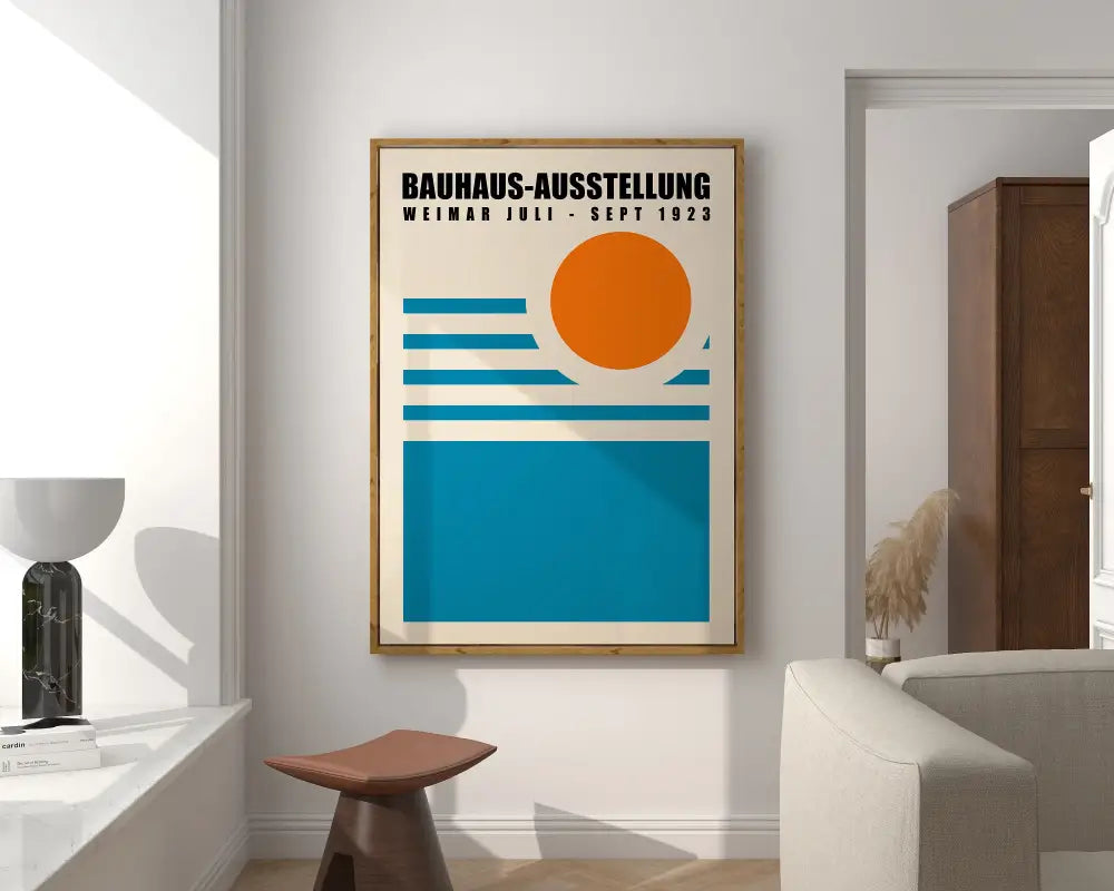 Bauhaus red & blue geometric eye canvas print living room wall art