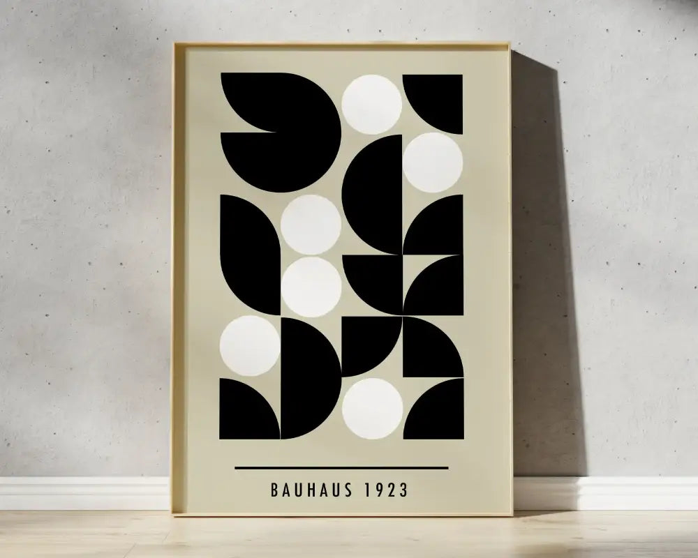 Bauhaus pink geometric wall art canvas – living room framed poster