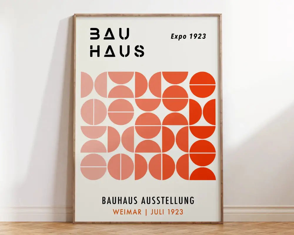 Bauhaus pink geometric wall art canvas – living room framed poster
