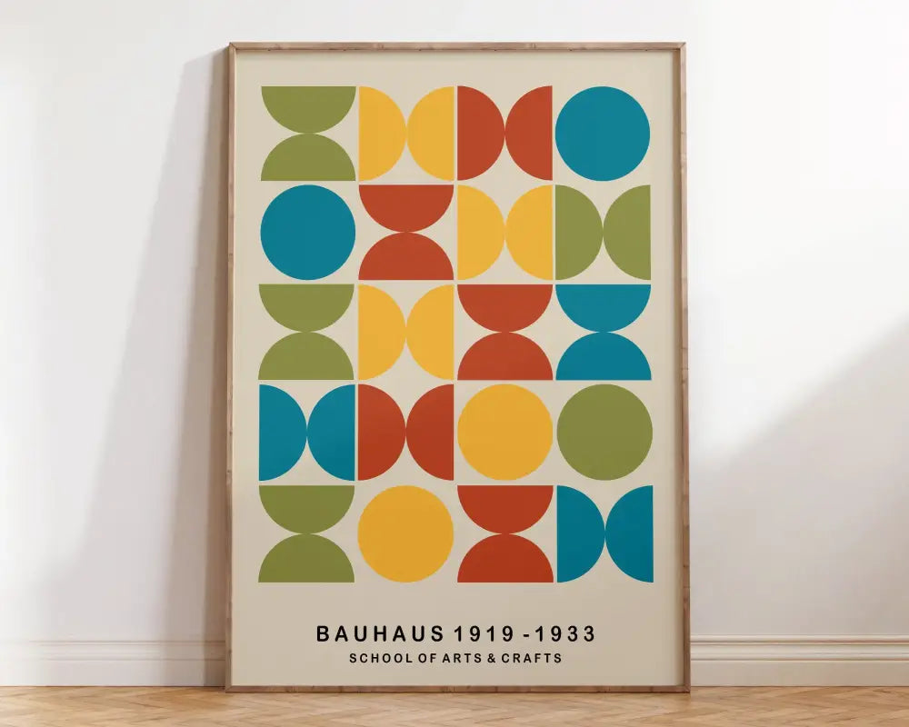 Bauhaus pastel geometric wall art canvas – living room framed poster