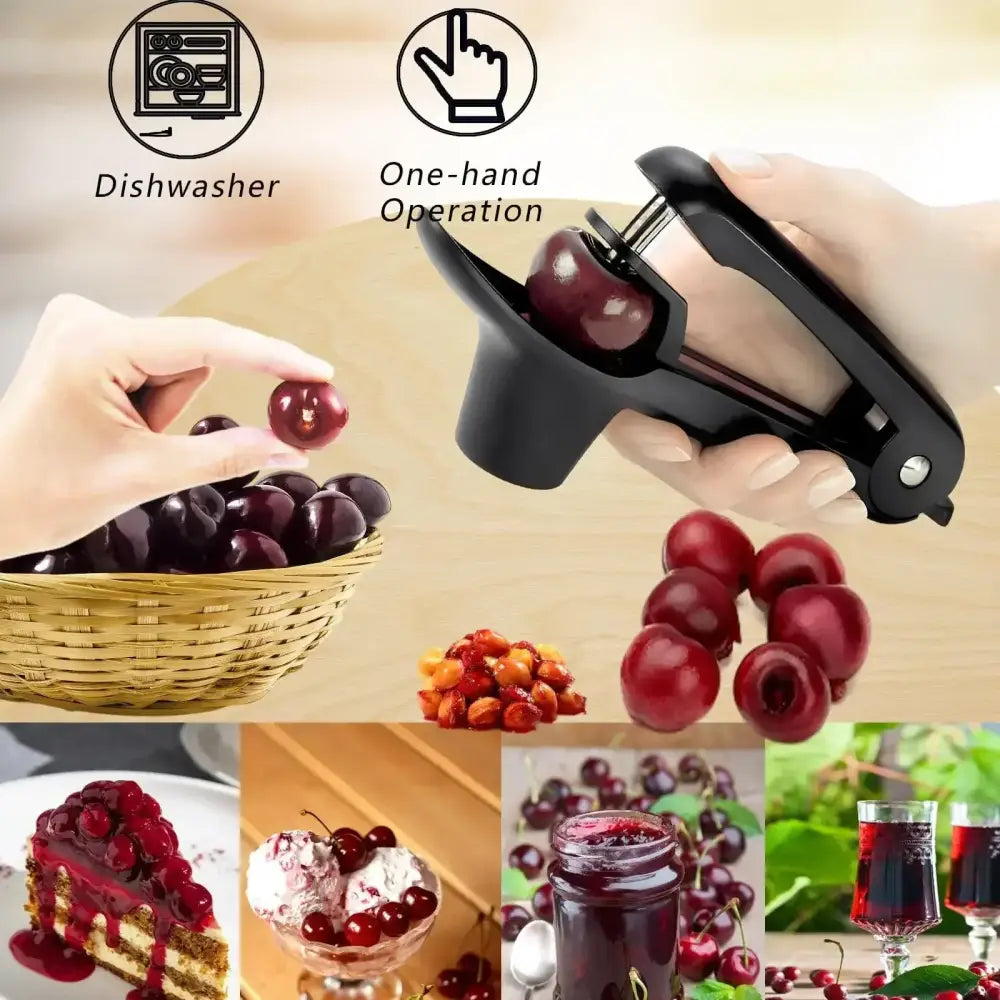 Black plastic cherry fruit pitter – kitchen lever tool