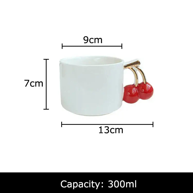 Modern white ceramic cherry handle mug dining room cup