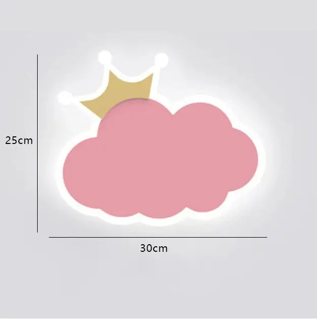 Whimsical crown clouds rocket night light bedroom wall sconce