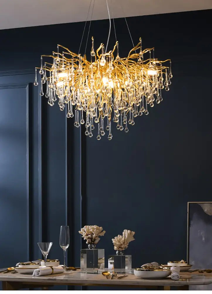 Modern chrome rectangular crystal chandelier dining room light fixture