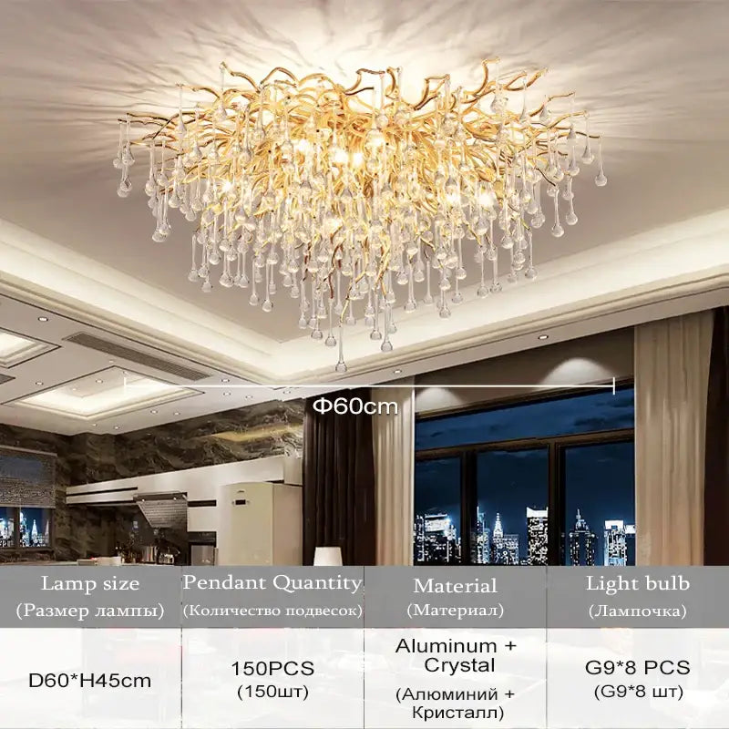 Modern chrome rectangular crystal chandelier dining room light fixture