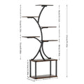 Compact tree black metal plant stand with multiple shelves living room