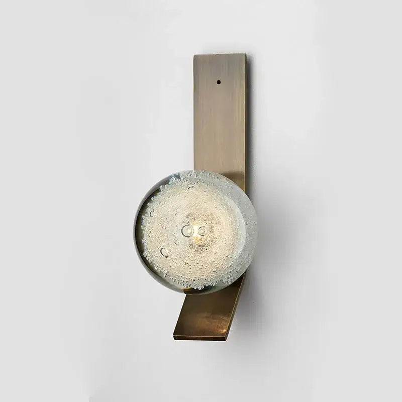 Contemporary brushed brass bubble glass wall light bedroom sconce