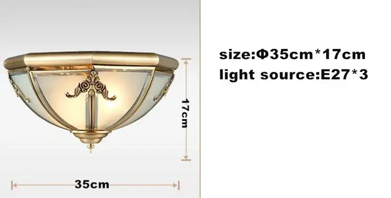 Antique brass ornate scrollwork copper ceiling light balcony