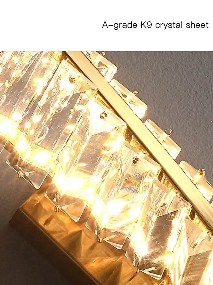 Glamorous gold crystal luxe wall sconce bedroom lighting