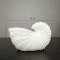 Elegant white ribbed ceramic shell conch vase living room decor