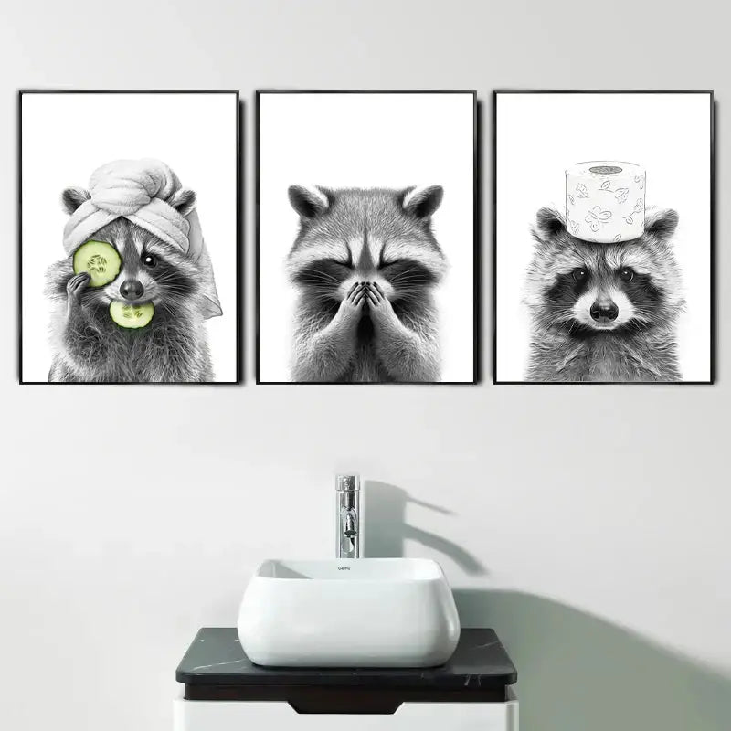 Funny t-rex canvas painting for bathroom wall art