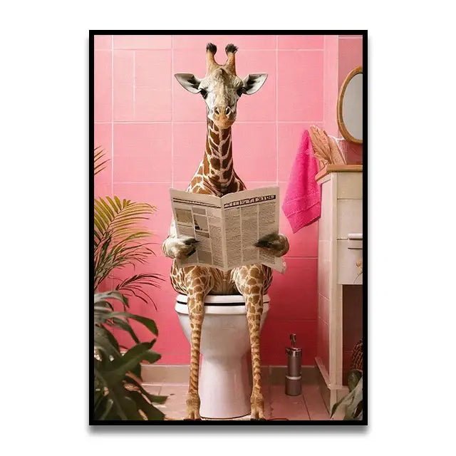 Funny koala reading newspaper bathroom canvas wall art