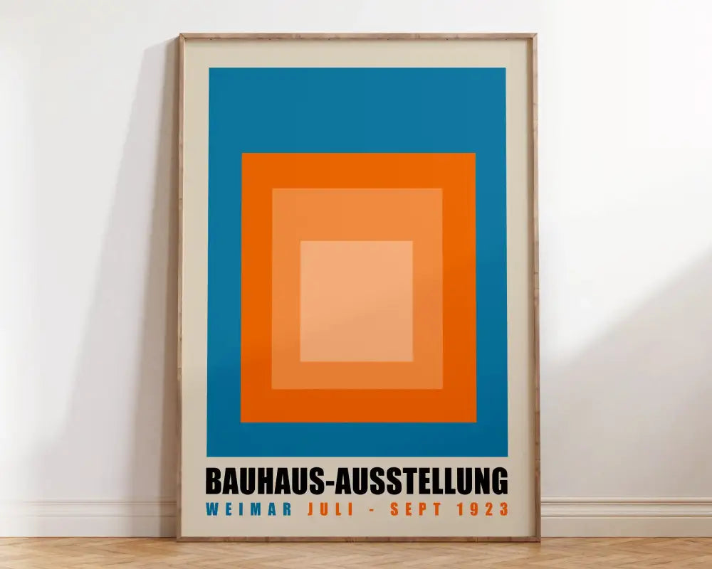 Bauhaus geometric canvas orange and black living room wall art